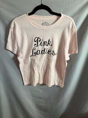 Grease Pink Ladies Logo Crew Neck Short Sleeve Crop Top Tee